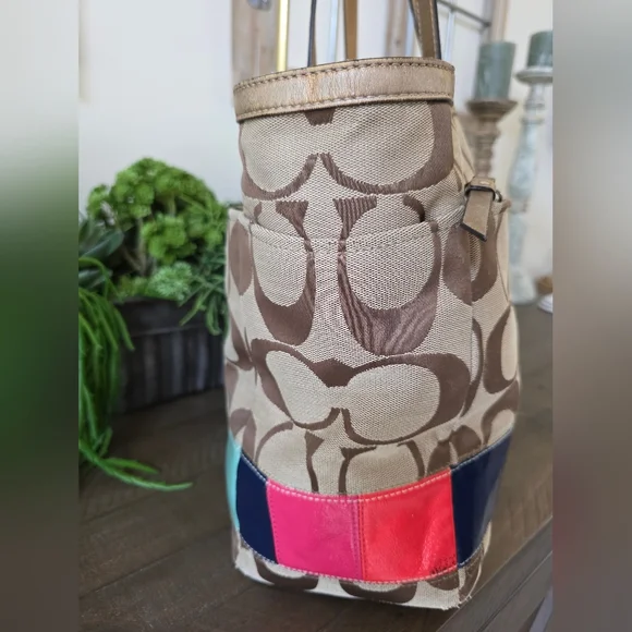 Coach Legacy Stripe Y2K Signature Tote Bag/Diaper/Laptop Bag/Crossbody Strap - Picture 7 of 16